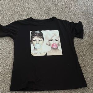 Black Graphic Women Top